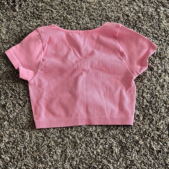 Garage Pink Ribbed Crop Top - Picture 2 of 3